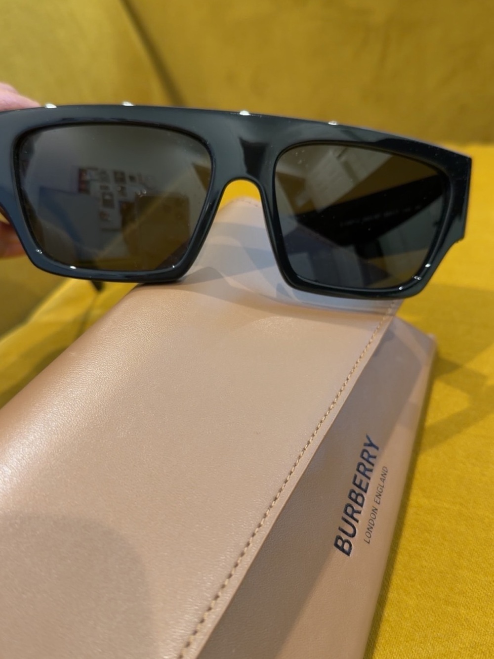 Burberry Micah BE4397U Black Oversized Logo Sunglasses 58mm + Case